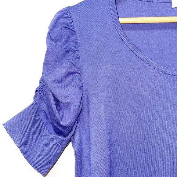🚩SOLD🚩AUGUST SILK Ruched 3/4 Sleeve Silk Blend Knit Sweater Size L - Picture 2 of 12